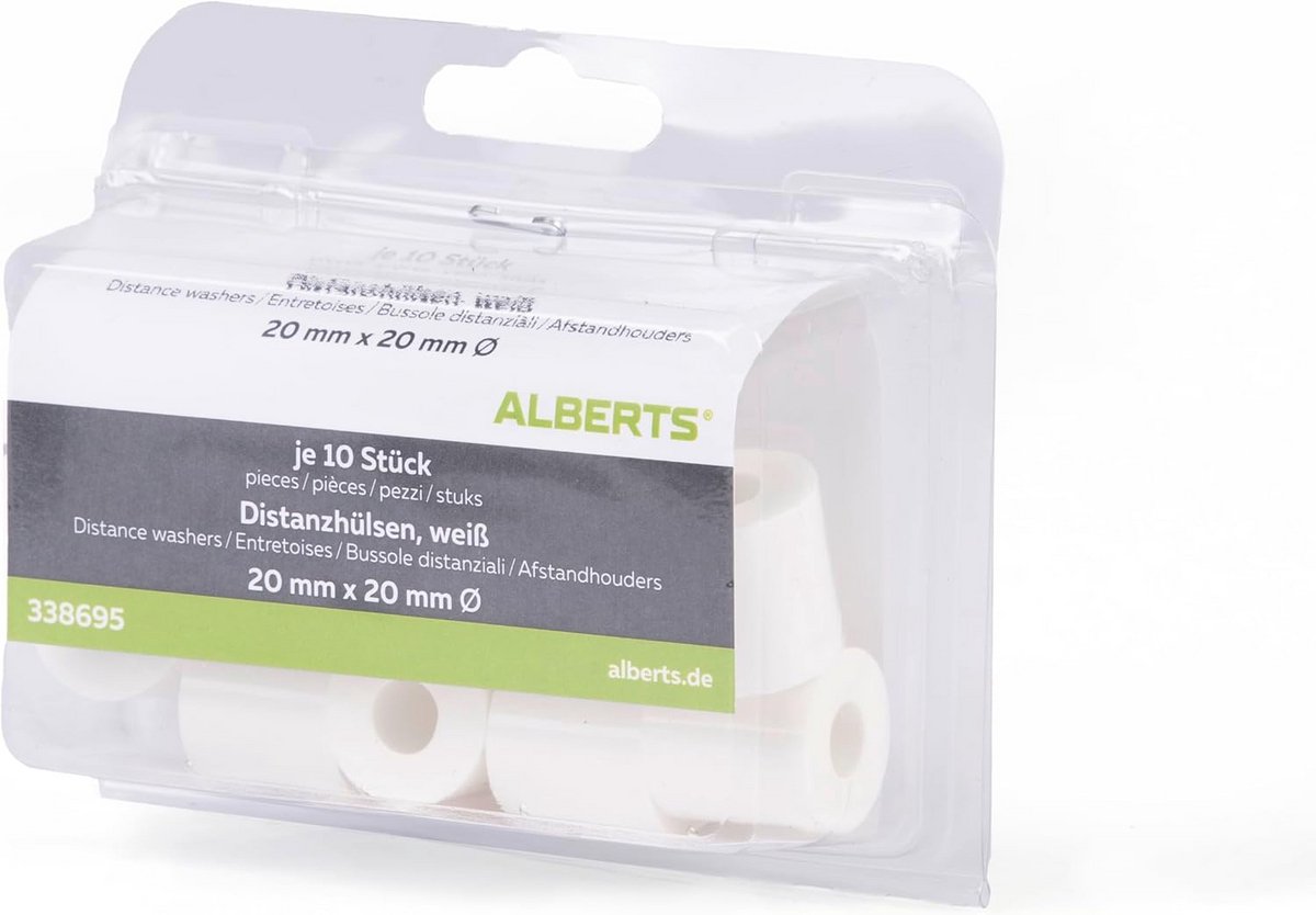 Kunststof Afstandshulzen Wit 20x20 mm Set van 10 Stuks