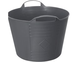 Excellent housewares Flexibele kuip / emmer - antraciet - 15 liter - kunststof - 35 x 28 cm