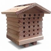 Bijenhotel voor Solitaire Bijen – Compact & Functioneel – Demonteerbaar – Thermisch Hout – Voor Tuin & Balkon – 16,5 × 18 × 20 cm