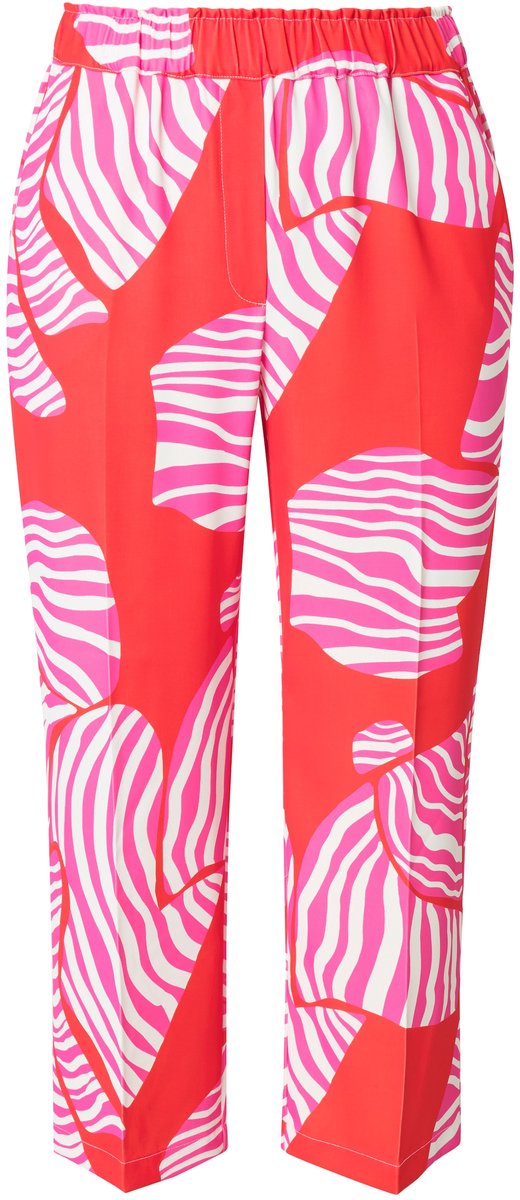 Ulla Popken - Dames - Jersey broek Ruby strikjes persplooien - Paprikarood - Maat 44