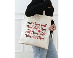 Tote bag - Stoffen shopper/boodschappentas met verschillende teckelprints