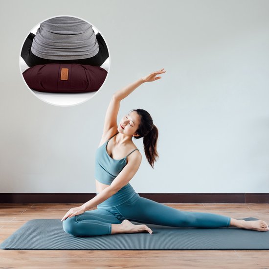 #DoYourYoga - Yoga kussen - »Ganesh« - halve maan meditatiekussen met bio-organische Spelt vulling - 45x30x14 cm - aardebruin van #DoYourYoga — afbeelding 2