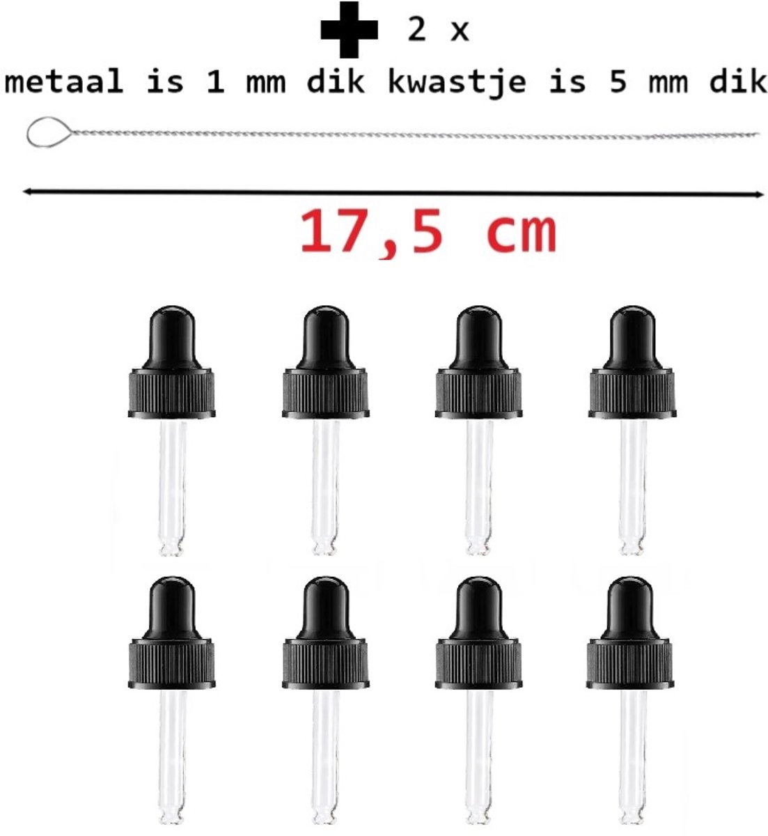 Pipet druppelaar - Set van 8 - 30 ml - Glas Droppers - Rechte Tip