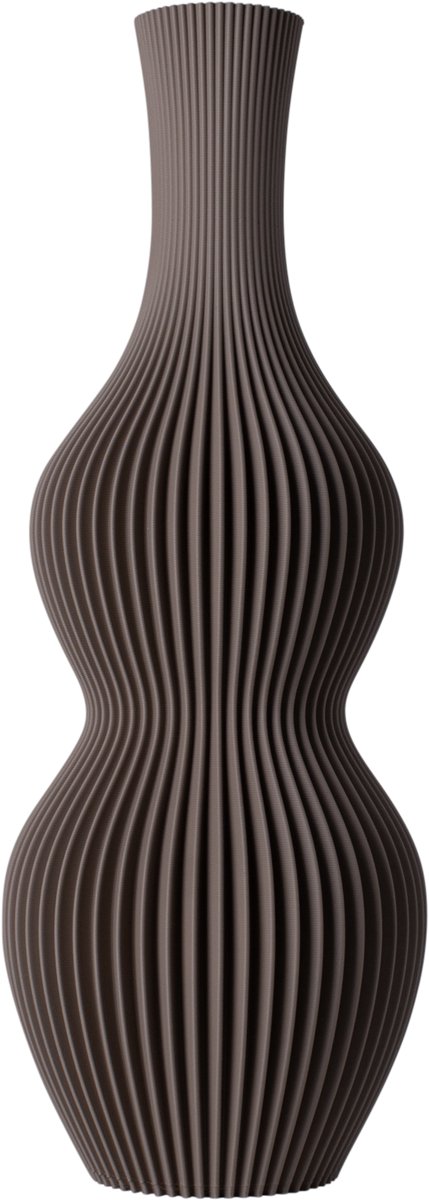 Slimprint Vaas NAMI, Walnoot Taupe, D14,8 x H40 cm, Moderne Tafelvaas met Organisch Design voor Pampas Pluimen, Gemaakt van Gerecycled Biokunststof van Fruitverpakkingen