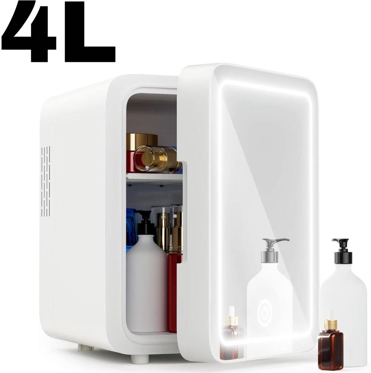 Puluomis Mini koelkast - 4L - Skincare Fridge - LED-verlichting - Make-up Koelkast - DC 12/24V & AC 220-240V - Koelen & Verwarmen - Wit