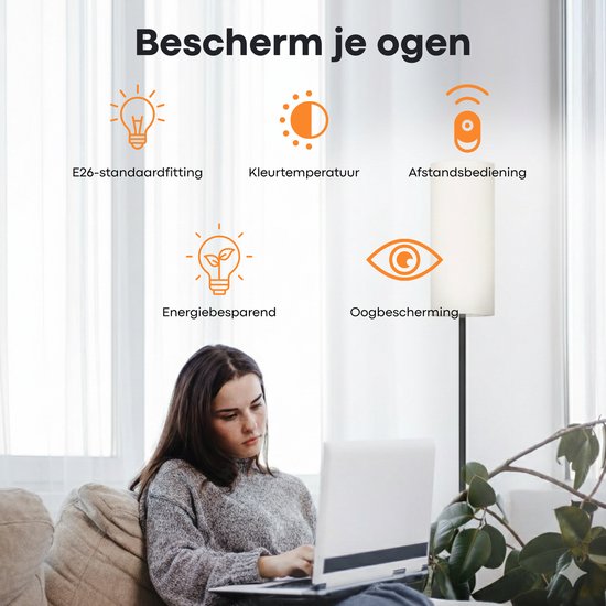 Lampadaire Glowy - Dimmable avec télécommande - Lampadaire noir - Lampe de lecture LED sur pied - Lampadaires de salon - Avec minuterie et mode nuit