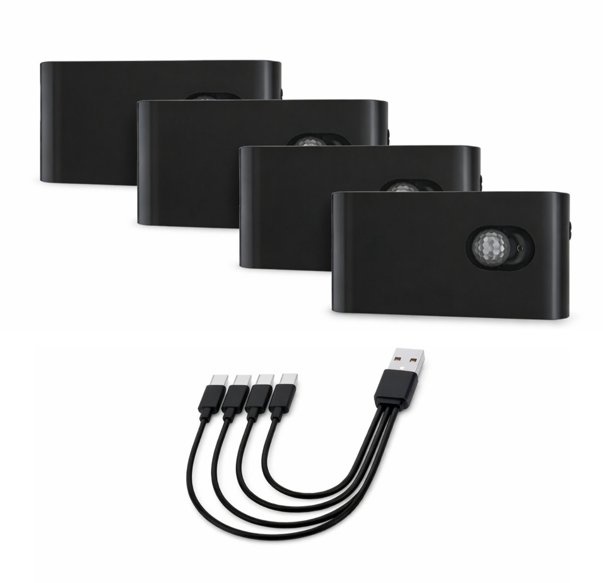 Oneproduct Trapverlichting - Set van 4 - USB-C Oplaadbaar - Bewegingssensor - Zwart