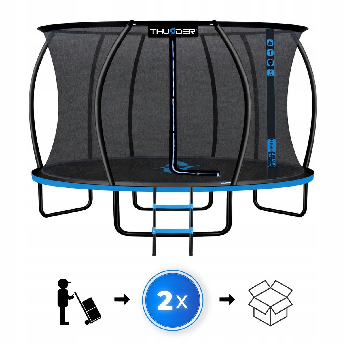 Thunder Trampoline 366 cm – Ronde Tuintrampoline – Max. 150 kg – Met Ladder – Blauw — afbeelding 4