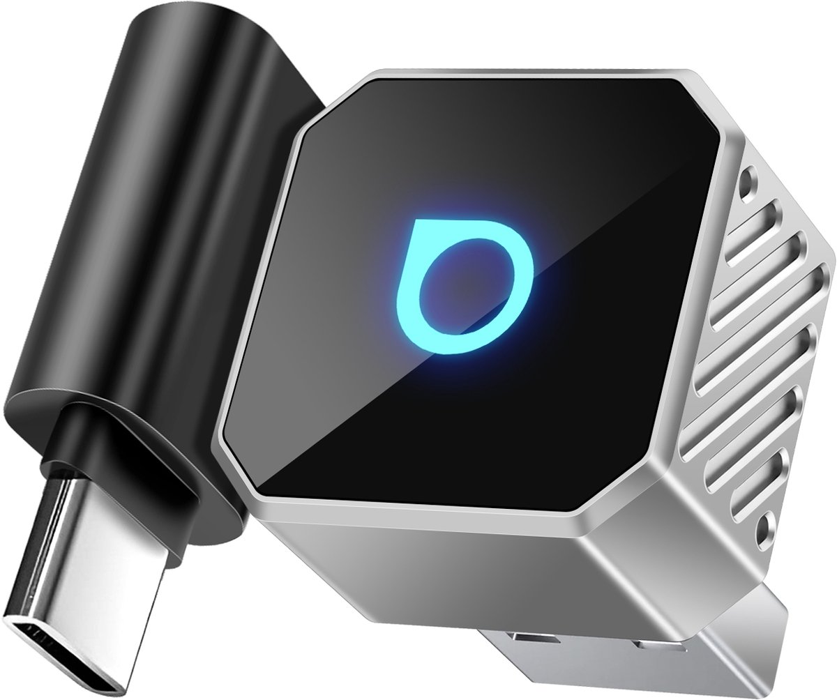 Avizar Ottocast Mini USB / USB-C Adapter voor draadloze CarPlay en Android Auto, Zilver