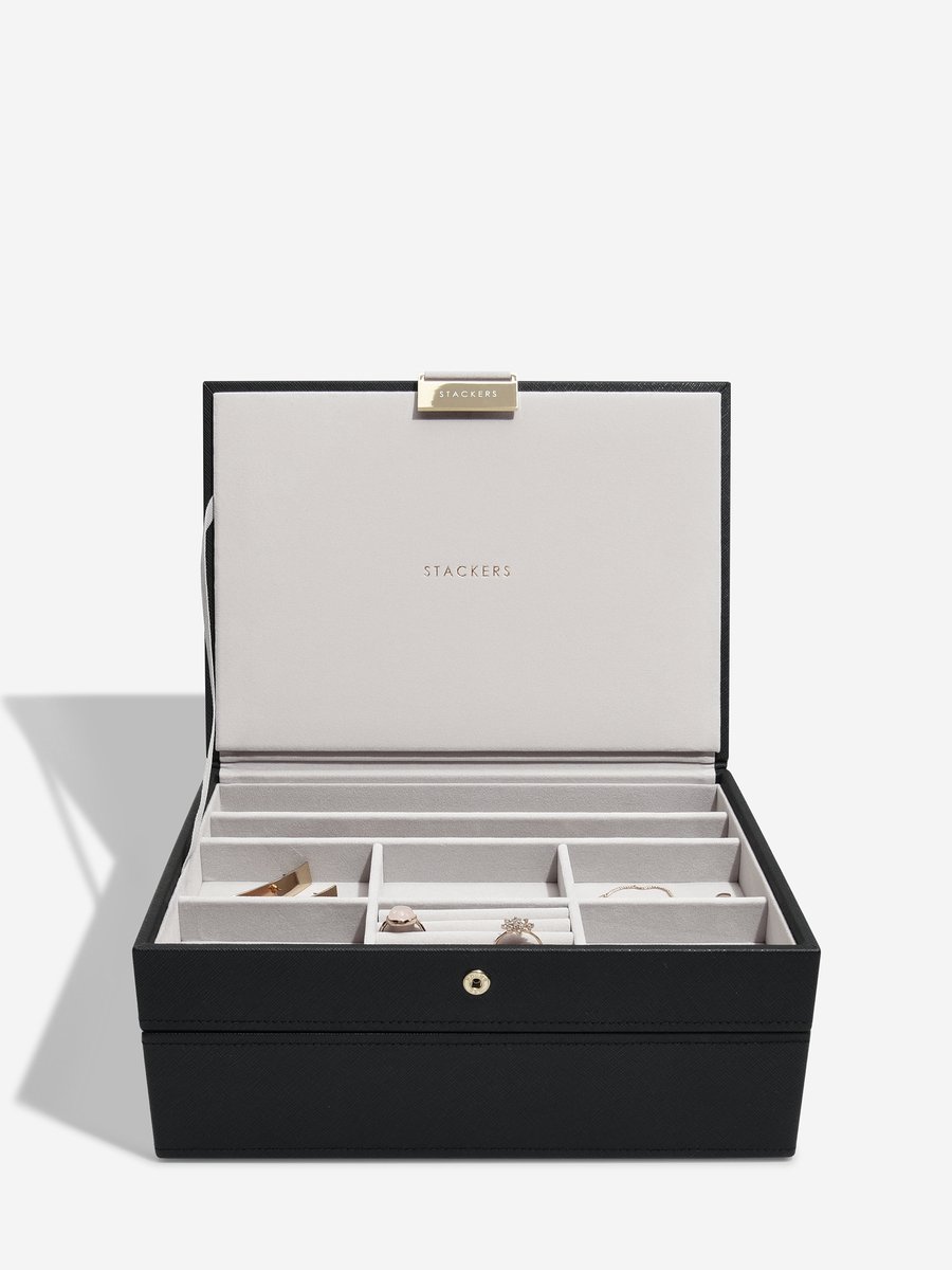 STACKERS BLACK - Sieradendoos - Juwelendoos - Sieradenhouder - Sieraden Organizer - 2-set