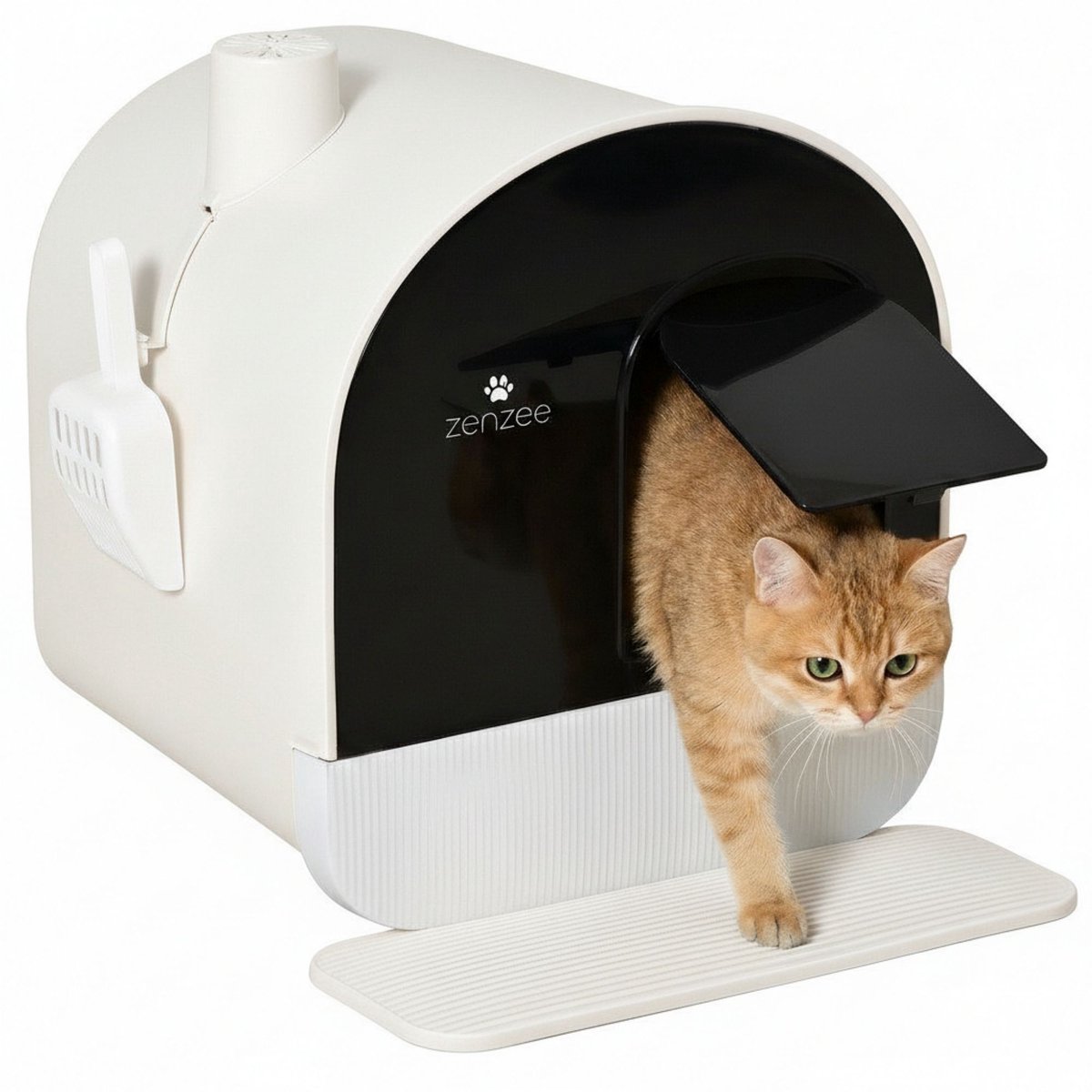 Kattenbak - Kattentoilet - Uitneembare lade - Met kattenbakmat en kattenbakschep - Wit