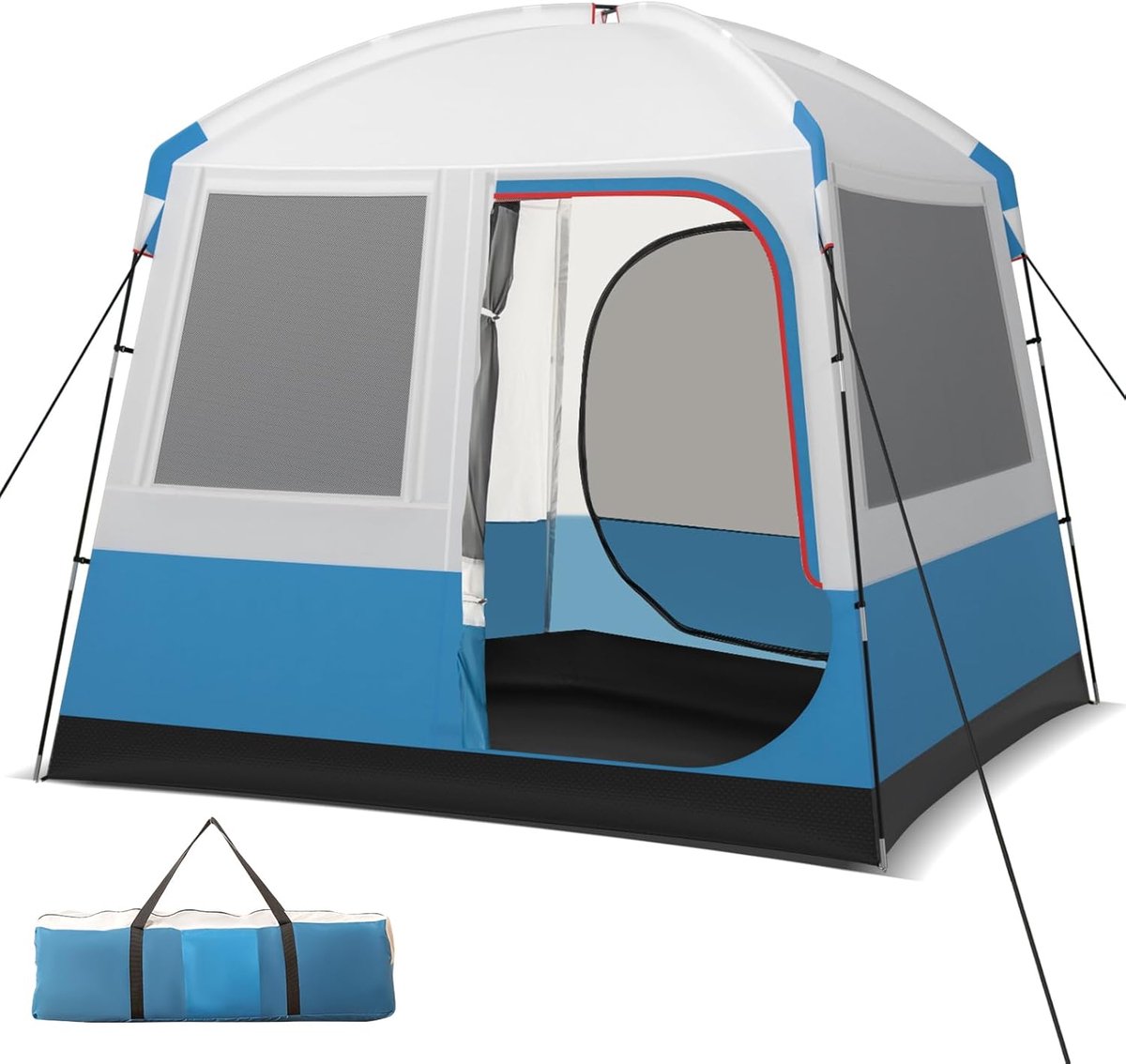 KOMFOTTEU Campingtent, waterdicht, voor 4-5 personen, koepeltent, groot met netdeur en netramen, groepstent familietent, draagbaar, met tas, outdoor tent voor reizen, trekking, kamperen