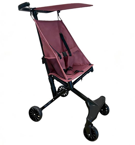 Lichtgewicht Buggy & Reisbuggy - Compact inklapbaar Kinderwagen - Opvouwbaar Wandelwagen - Tot 22 kg Draagkracht - Stabiel 4-Wiel Design & Anti-Schok - Ideaal voor Camping & Auto - Oersterk Aluminium Frame - Voor kinderen van 1、2、3、4、5、6 jaar - Roze