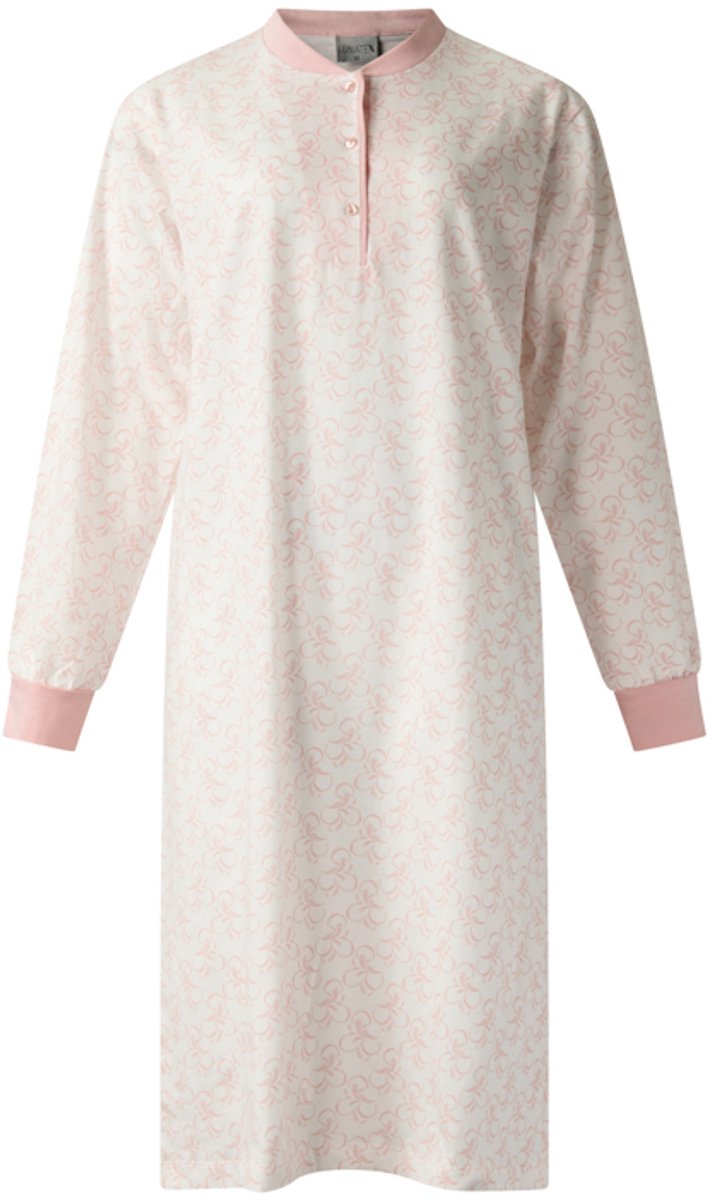 Lunatex dames nachthemd 224192 - lange mouw - 100% katoen single jersey - roze