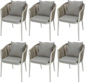 AXI Faye Stoelen Beige – Set 6 stuks – Tuinstoelen – Gepoedercoat aluminium frame – Stoel met Olefin kussens – Rugleuning van Polyester touw