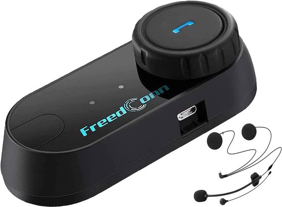 FreedConn Tcom VB Motorhelm, Bluetooth 5.0, headset, intercom, 2-weg rijder, 800 m, universeel motorcommunicatiesysteem met muziekdelen, IP65 waterdicht (met zachte + harde microfoon) voor alle helmen