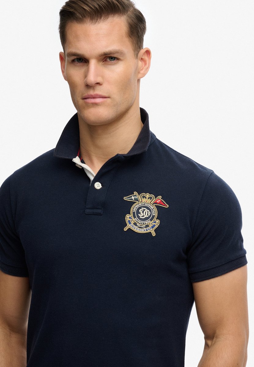 Superdry Crest Korte Mouw Poloshirt L Man Marineblauw