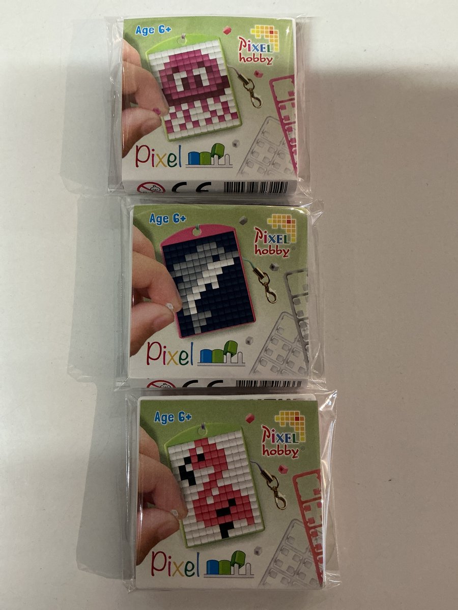 SET 3 PIXELHOBBY MEDAILLONS KWAL-DOLFIJN-FLAMINGO