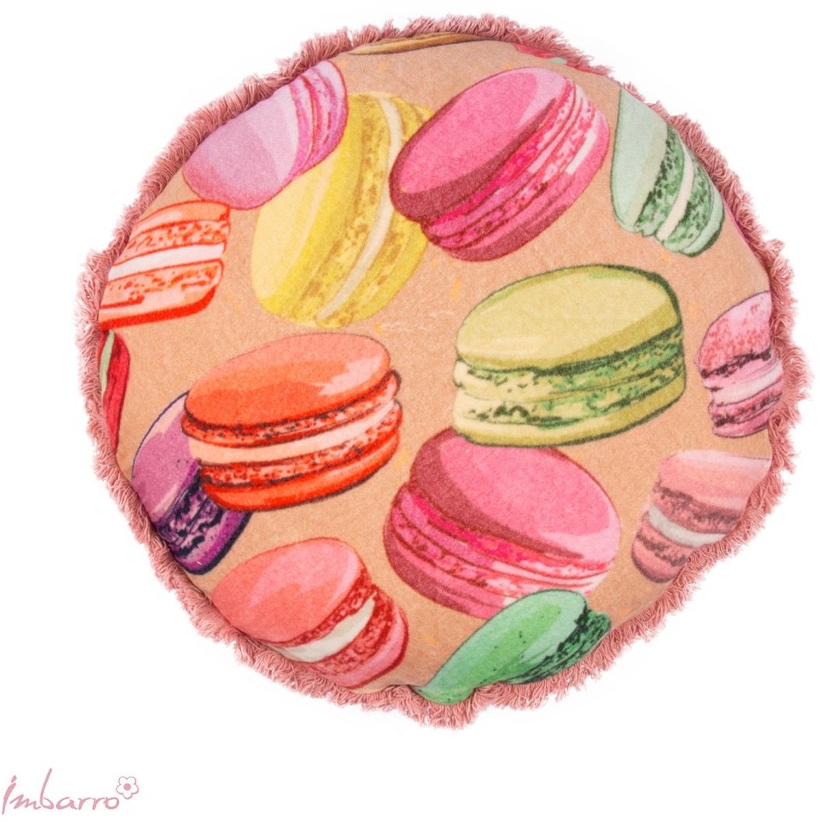 Imbarro Home & Fashion Imbarro - Sierkussen - Kussen - Rond - Macarons - Velvet Katoen – Ø 45 cm Roze