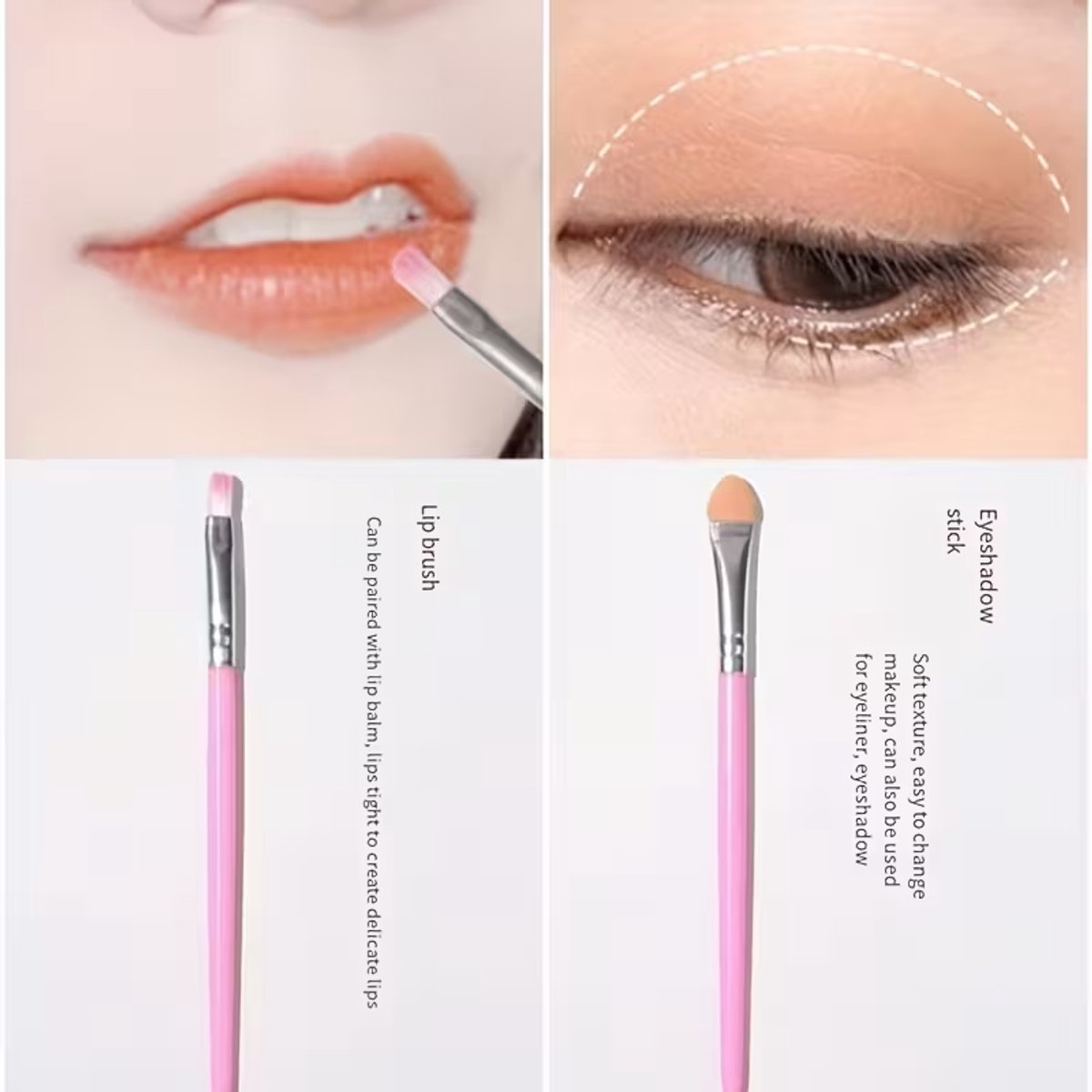 5pcs Premium Pink and Black Makeup Brush Set - Soft Nylon Bristles for Perfect Application - Includes Eyeshadow, Lip, Blush, Mascara Brush with Durable ABS Handle - for All Skin Type