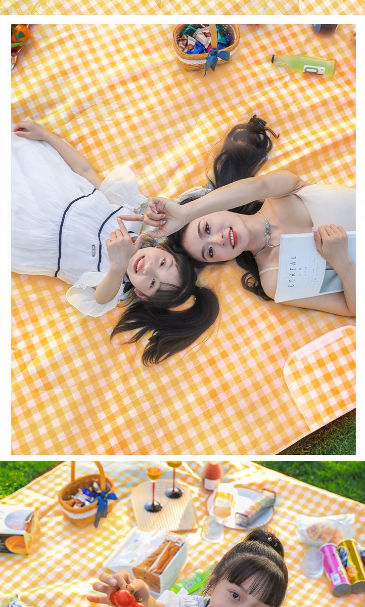 Picknickkleed waterdicht 200 x 200 cm - opvouwbaar buitenkleed voor 5-6 personen, licht en draagbaar voor park, strand en camping - geel — cadeau in Sport & Outdoor - foto 3