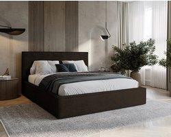 Gestoffeerd Tweepersoons Bed 160x200 / 180x200 Zanzi Luxe Opbergbed met Gasveer Liftmechanisme – Modern Fluwelen Design Bed met FREYA Stof, Comfort Foam Laag en Decoratieve Bies – Abkantoor