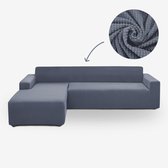 BankhoesDiscounter Velvet Bankhoes – Hoekbank – 1 losse hoes - M4 (220-300cm) – Bankbeschermer – Zetelhoes & Zetelbeschermer - Bankhoezen voor Hoekbank - Sofa Cover - Grijs