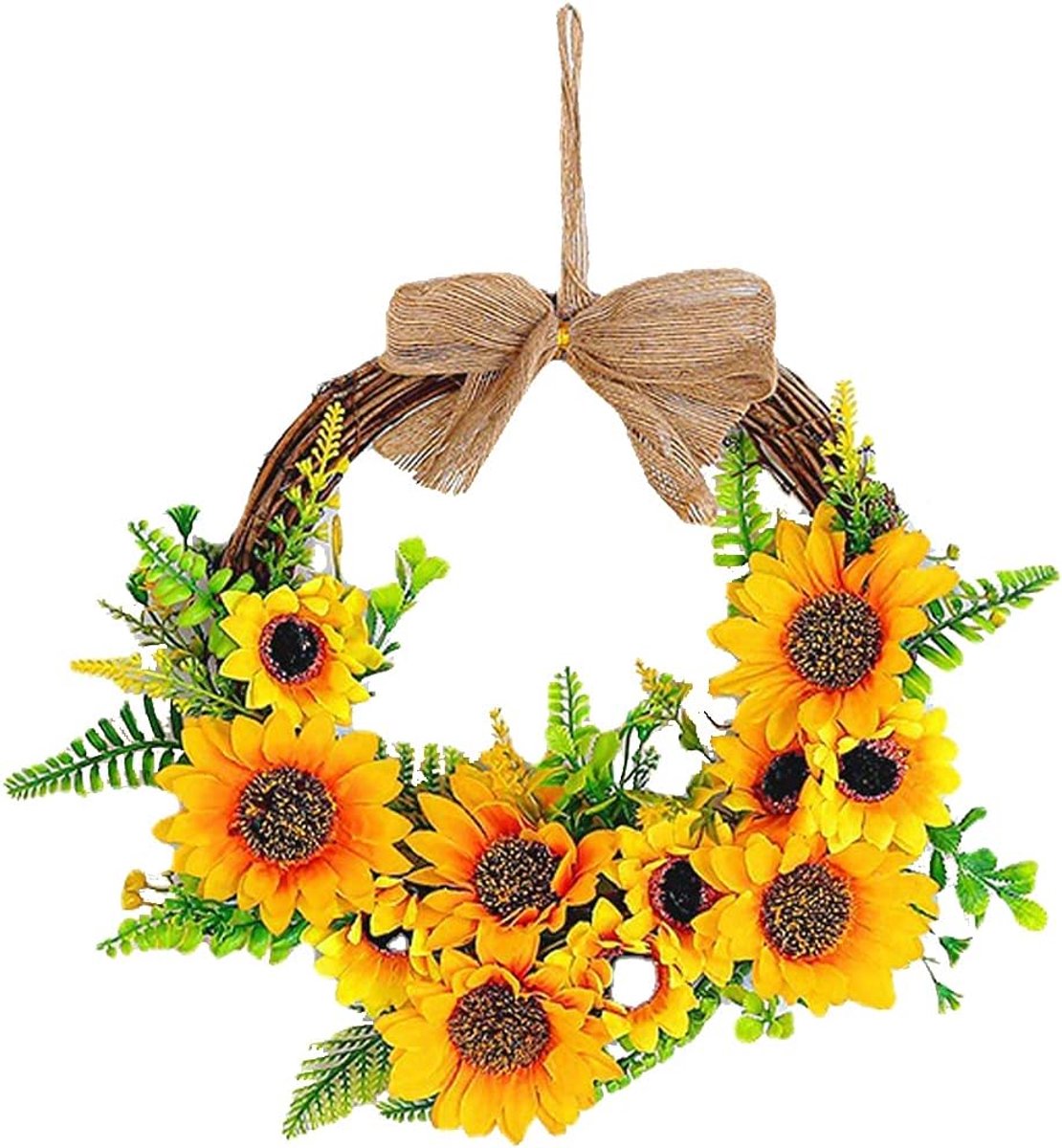 Kunstbloemenkrans voor Voordeur - Zonnebloem Decoratie, Handgemaakt voor Thuis en Feesten