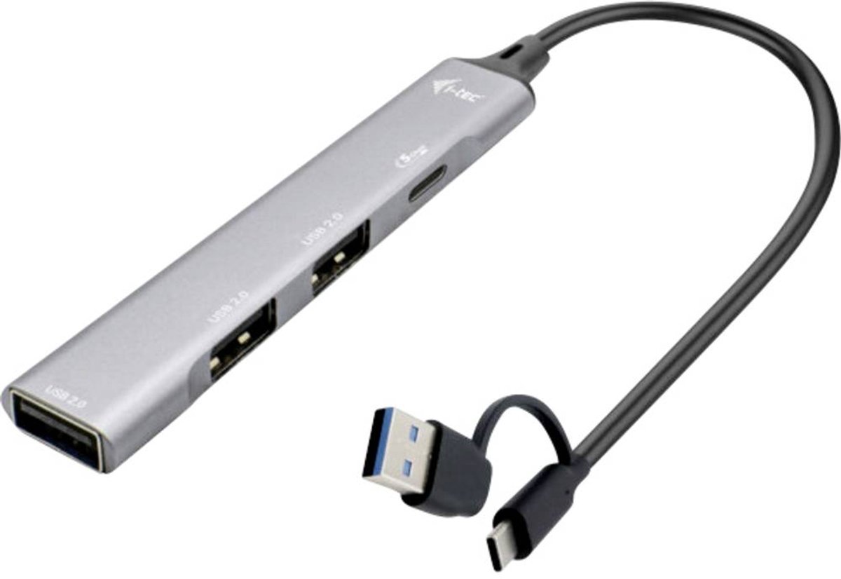 i-tec I-TEC USB-A/USB-C Metal HUB CAHUBMETALMINI4 USB-hub 3 + 1 poorten USB-A USB 3.2 Gen1 5 GBit/s Zilver