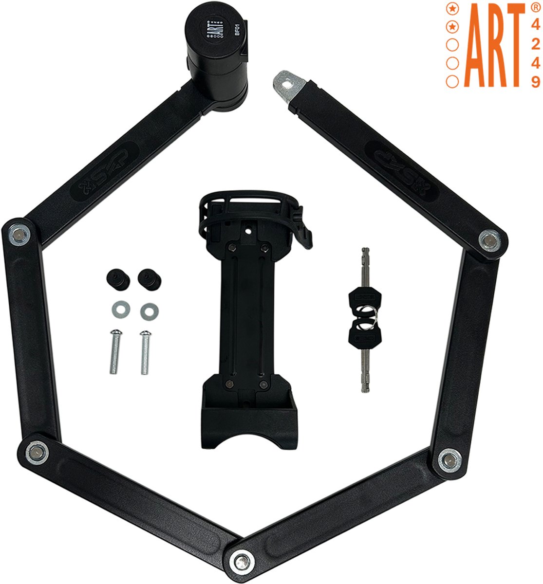 SXP Vouwslot ART 2 – Fietsslot – Inclusief houder – 2 sleutels – Zwart