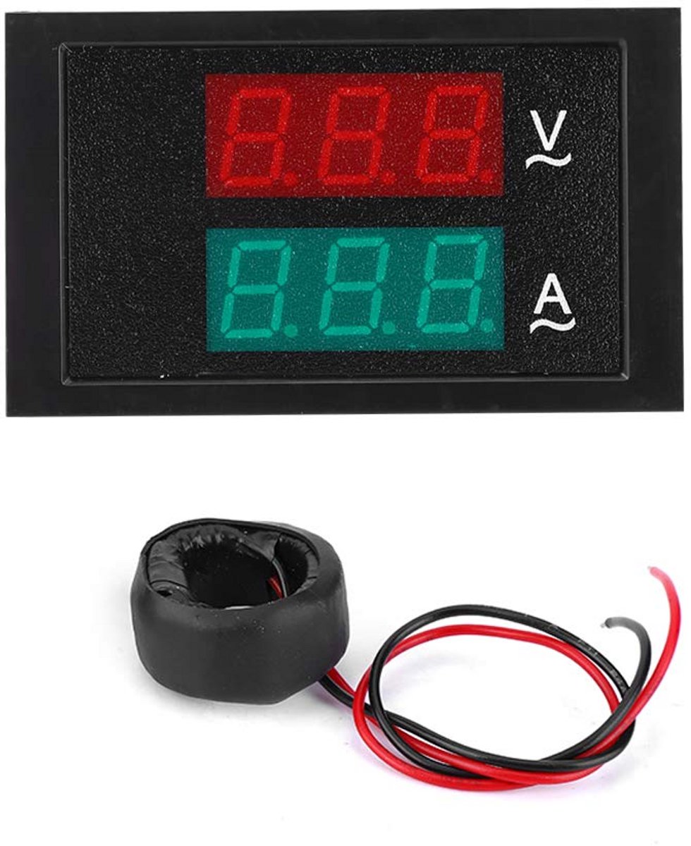 Digitale Amperemeter en Voltmeter voor AC Stroom en Spanning (0-100A / 80-300V)