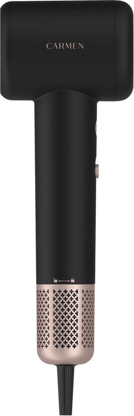 Carmen CHD1630B - Föhn met Diffuser voor Krullen - Haardroger - 3 Warmtestanden - Warm/Koud - Zwart
