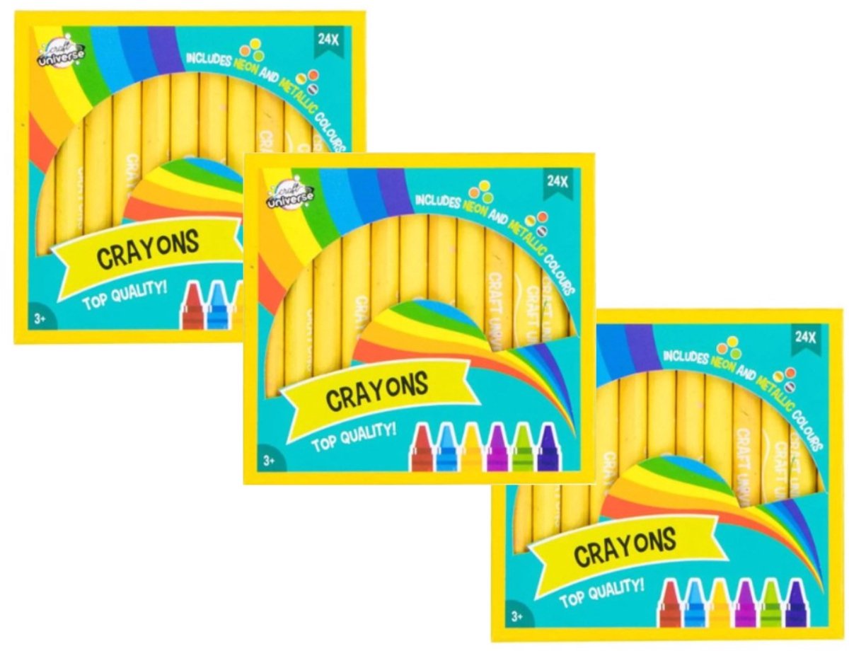Waskrijt - Waskrijtjes voor Kinderen - 72 stuks - Inclusief Neon en Metallic kleuren