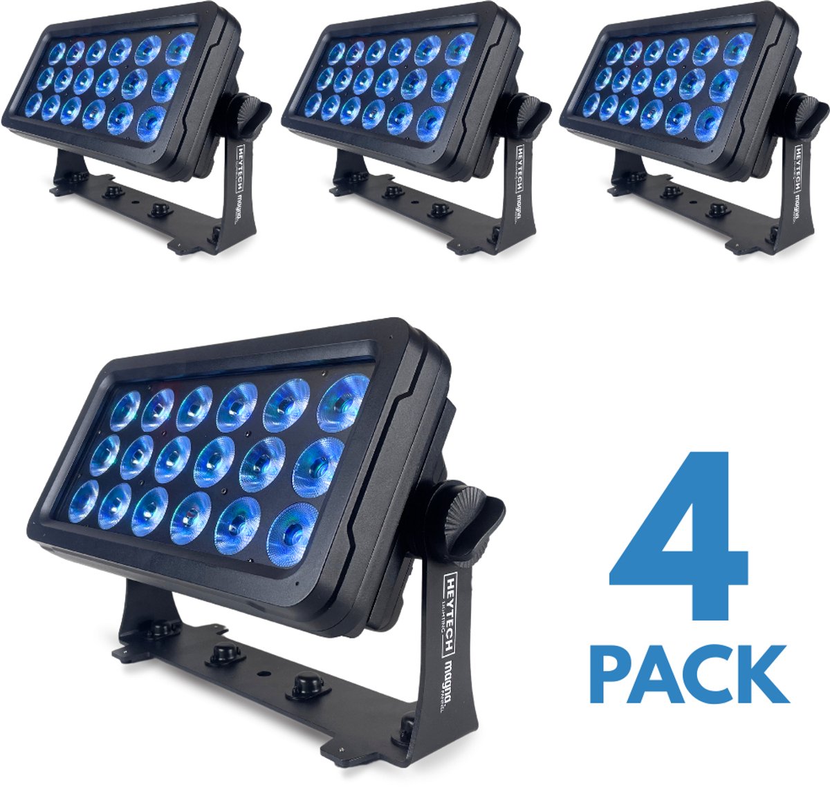 4 PACK Heytech Lighting Magna panel - 18x20Watt - RGBW - IP65 - Wireless DMX