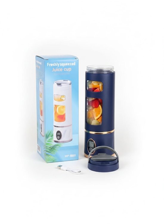 Borvat® Draagbare Blender – Portable Juicer Cup – USB Oplaadbaar – 450ML – Krachtige Mini Smoothie Maker – Fruit Mixer Voor Thuis, Sport en Reizen van Borvat — afbeelding 4