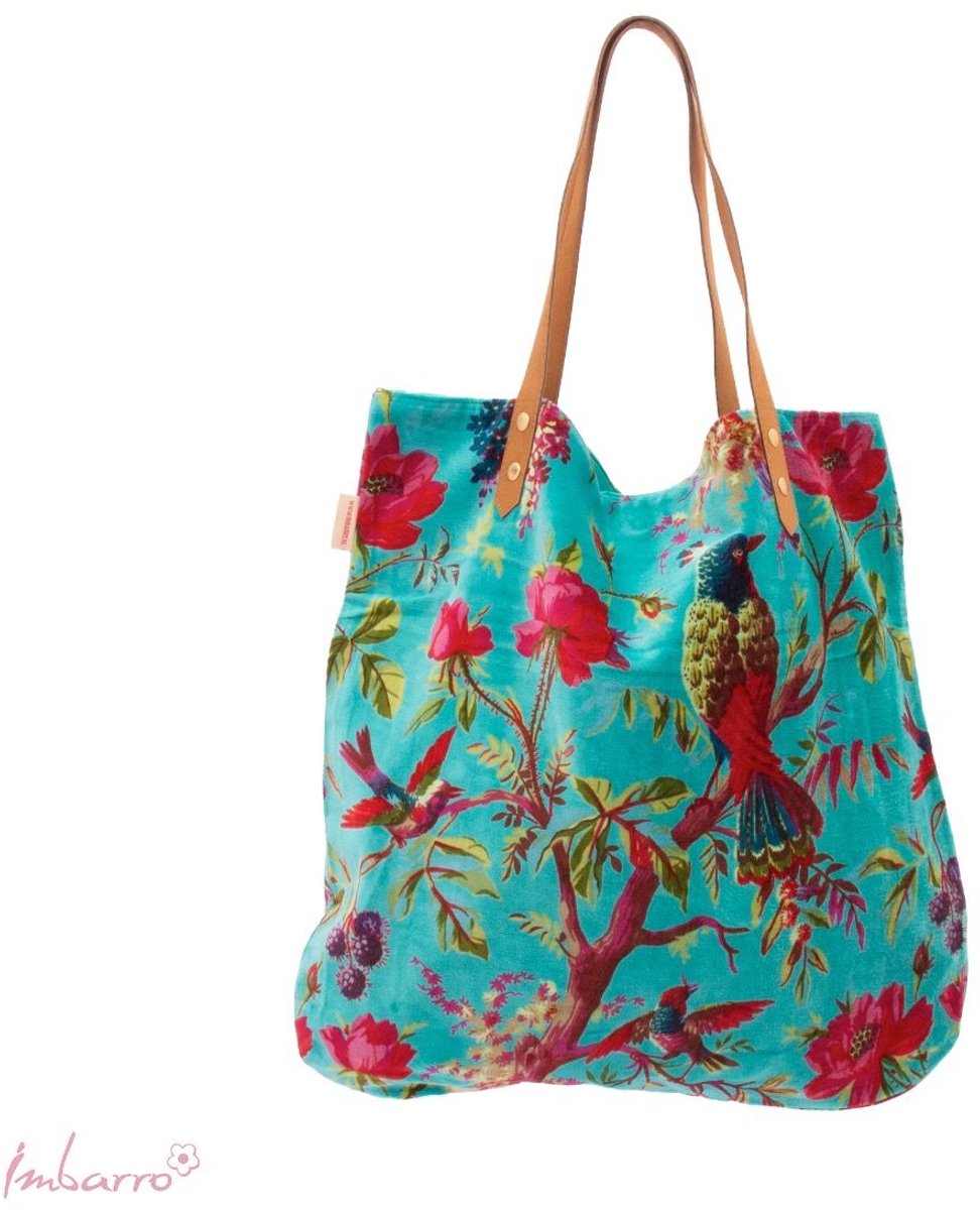 Imbarro - Shopper - Tas - Strandtas - Boodschappentas - Velvet - Paradise - Azure - Blauw