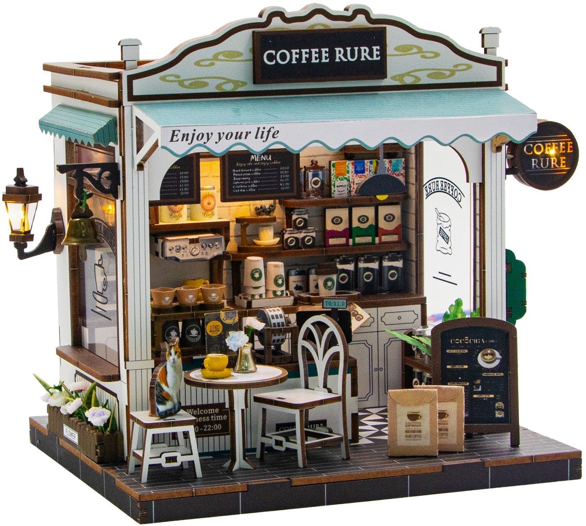 Coffee Rure - 3D Puzzel met Handleiding - DIY - Miniatuur Modelbouw Hout Kinderen en Volwassenen - Houten bouwpakket - Assemblr