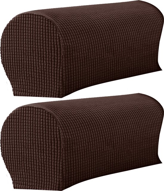 Killogood Stoelleuning Beschermers - Rekbare Sesselleuning Hoes Bescherming - Anti-slip Meubel Armleuning Beschermers voor Thuis & Kantoor - voor Bank Fauteuil Set Loveseat 2 Stuks（Donkere koffie）