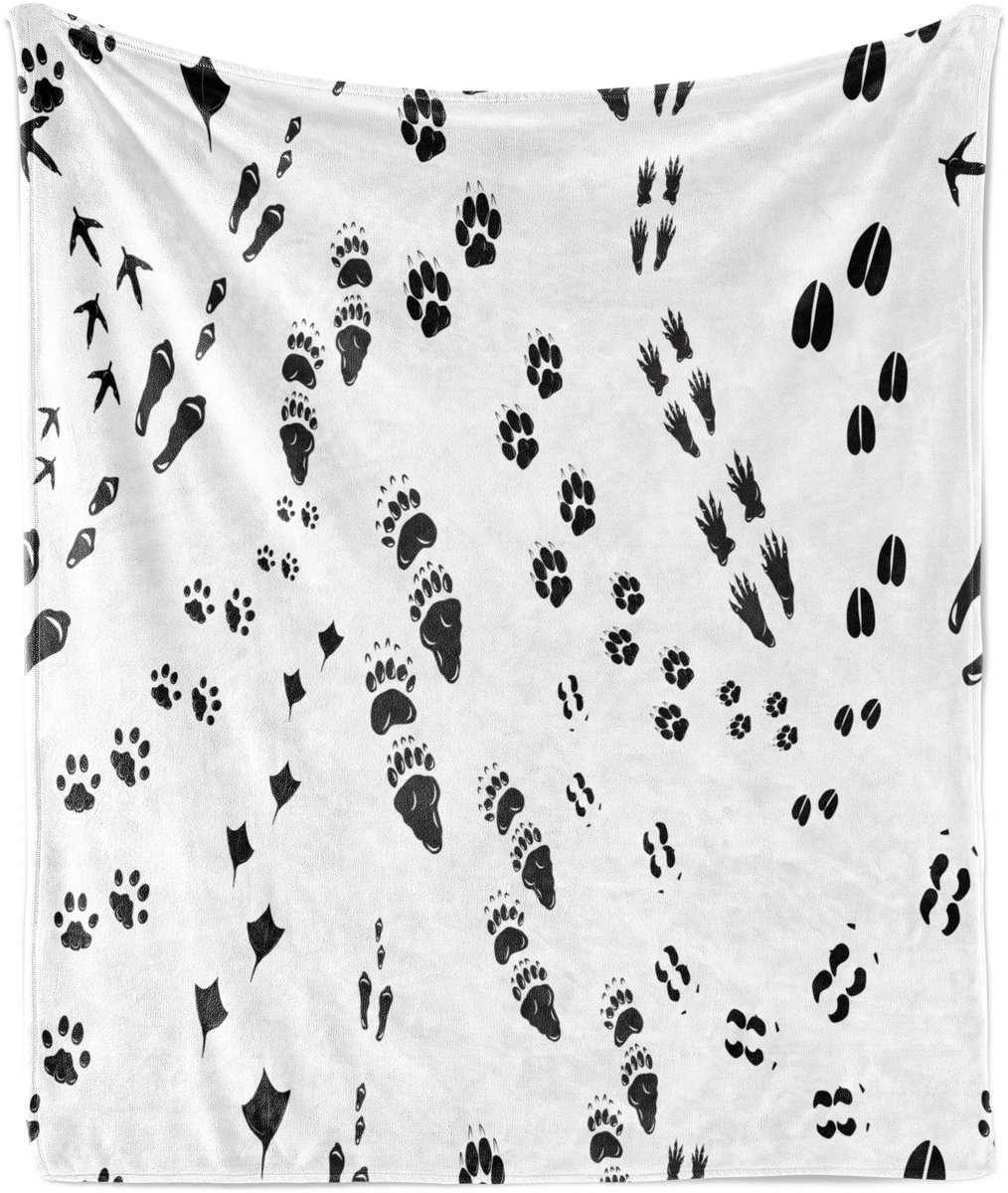 New Bed Voetafdruk Monochroom dierenpoten Zachte Flanellen Fleece Deken, 175 cm x 125 cm