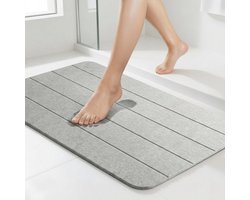 Livni & Co. Diatomite Badmat 60x40 cm – Sneldrogend Binnen 30 Seconden – Anti Schimmel - Antislip Douchemat – Absorberende Stenen Badmat – Grijs