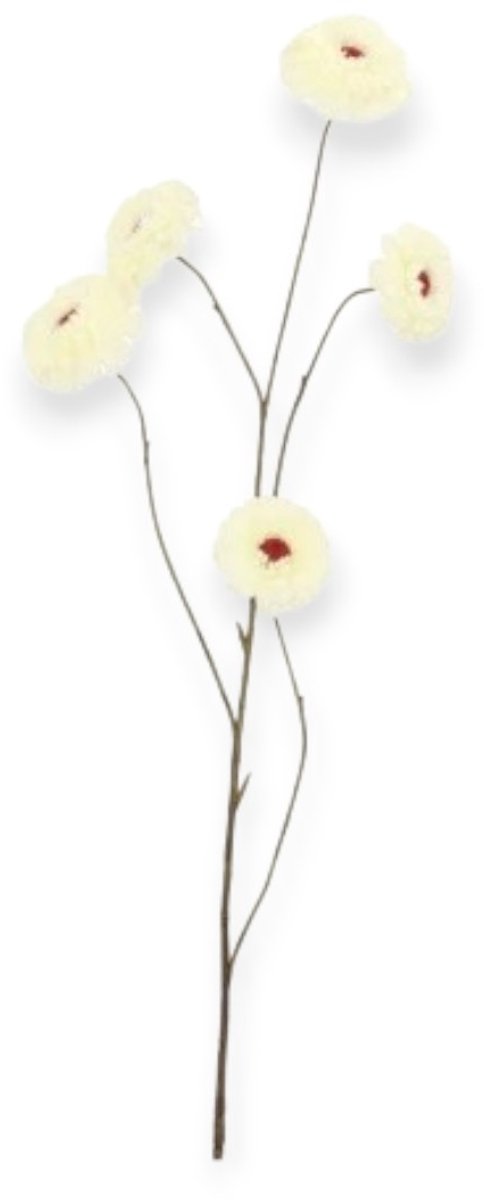 Daan Kromhout - Kunstbloem - Zinnia -Wit - 106cm - Silk look