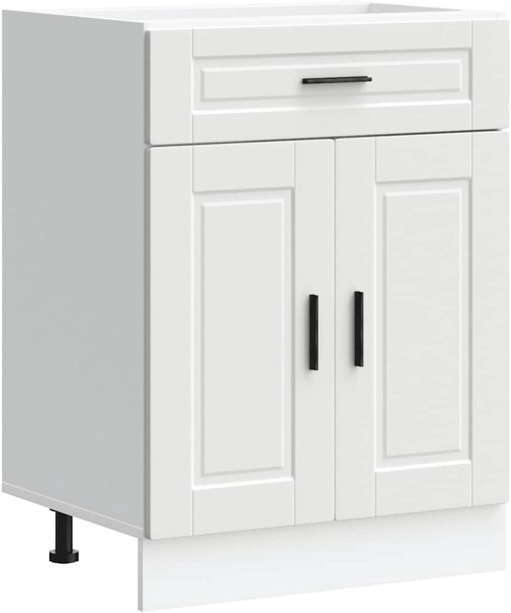 Keuken onderkast met lade van bewerkt hout in wit