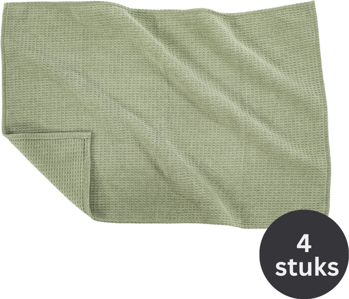 Tiseco - Theedoek SILO - SET/4 - handige ophanglus - 40x60 cm, groen