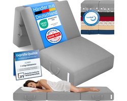 ELONEO Opvouwbaar Matras - 3-Delig Vouwmatras, Extra Dik 15 cm Schuim, Wasbaar en Draagbaar Logeermatras voor Volwassenen, Eenpersoonsbed (Grijs, 75 x 195 x 15 cm)