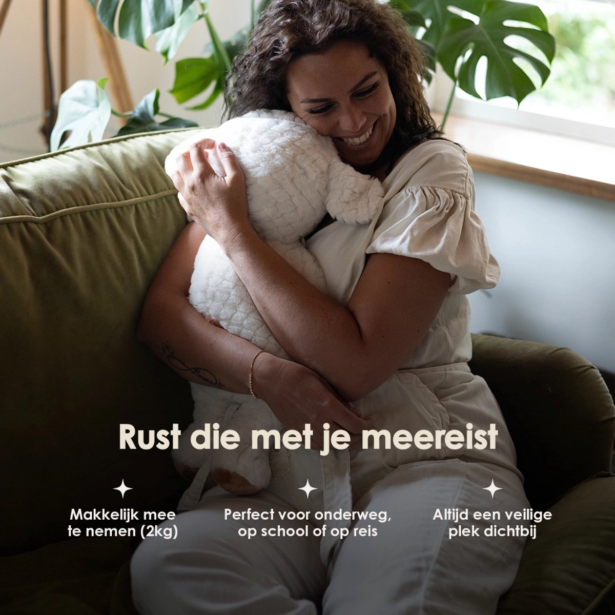 Lotgenootje Verzwaringsknuffel Schaap - 45cm/2kg - Verzwaarde Knuffel - Weighted Stuffed Animal - Sensorisch Speelgoed - Zware Knuffel Anxiety - Plushie — afbeelding 5