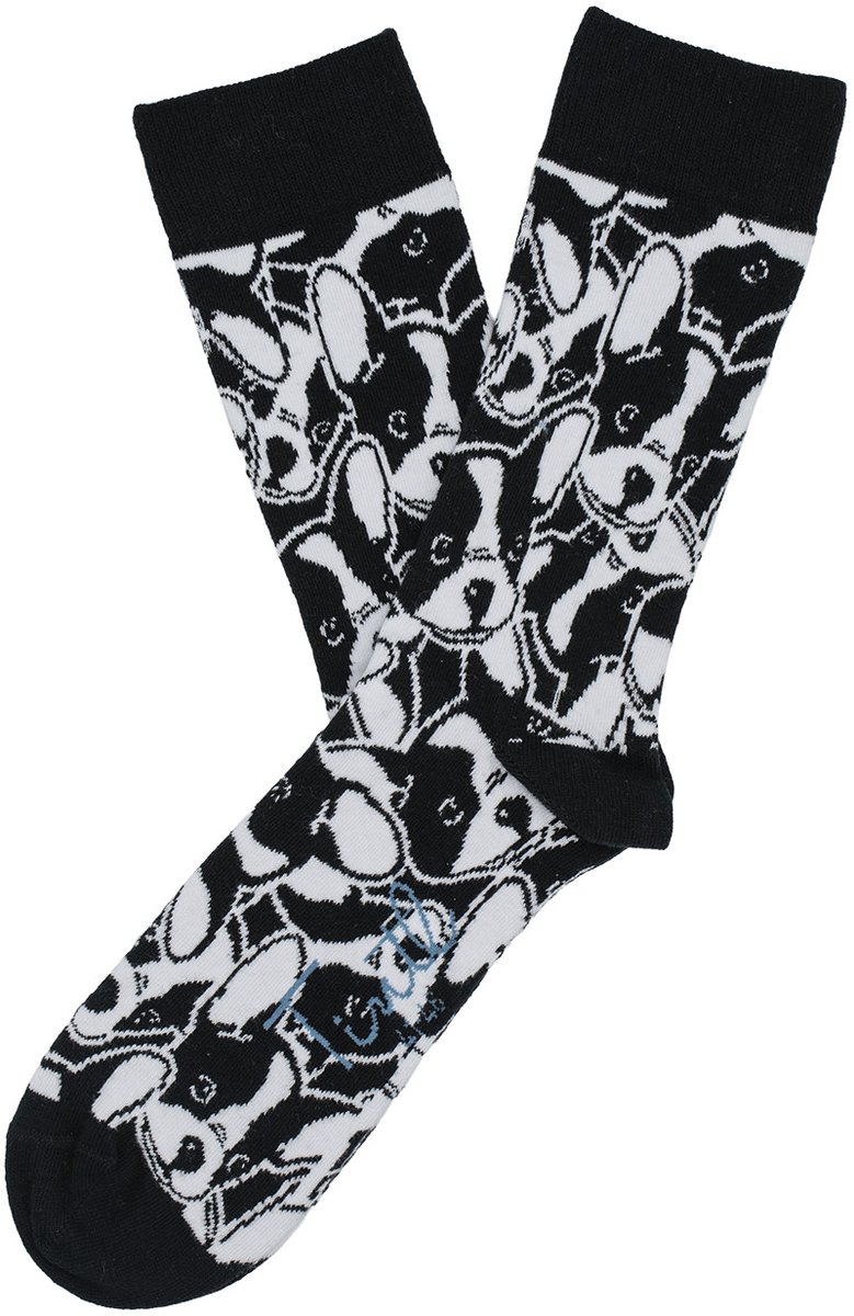 Tintl socks unisex sokken | Black & white - Frenchie (maat 36-40)