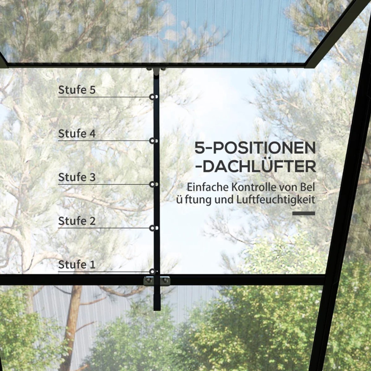 Kas met Schuifdeur en Schuifraam - Weerbestendig - Tuinkas - Broeikas - Kweekkas - Tomatenkas - Groentekas - Plantenkas - voor Groenten, Bloemen, Planten - 192 x 192 x 203 cm - Aluminiumlegering + Polycarbonaat - Zwart – foto 2