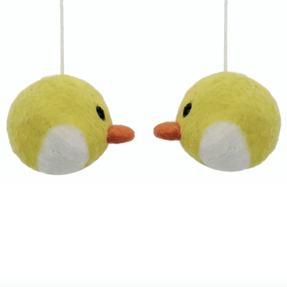 Luna-Leena duurzame hanger kuikens (2 stuks) - yellow /lime - wol vilt - 6ø cm + ophanglus - handgemaakt in Nepal - paas decoratie - easter hanger - paas hanger ornament - chicken head pendant - paasfeest