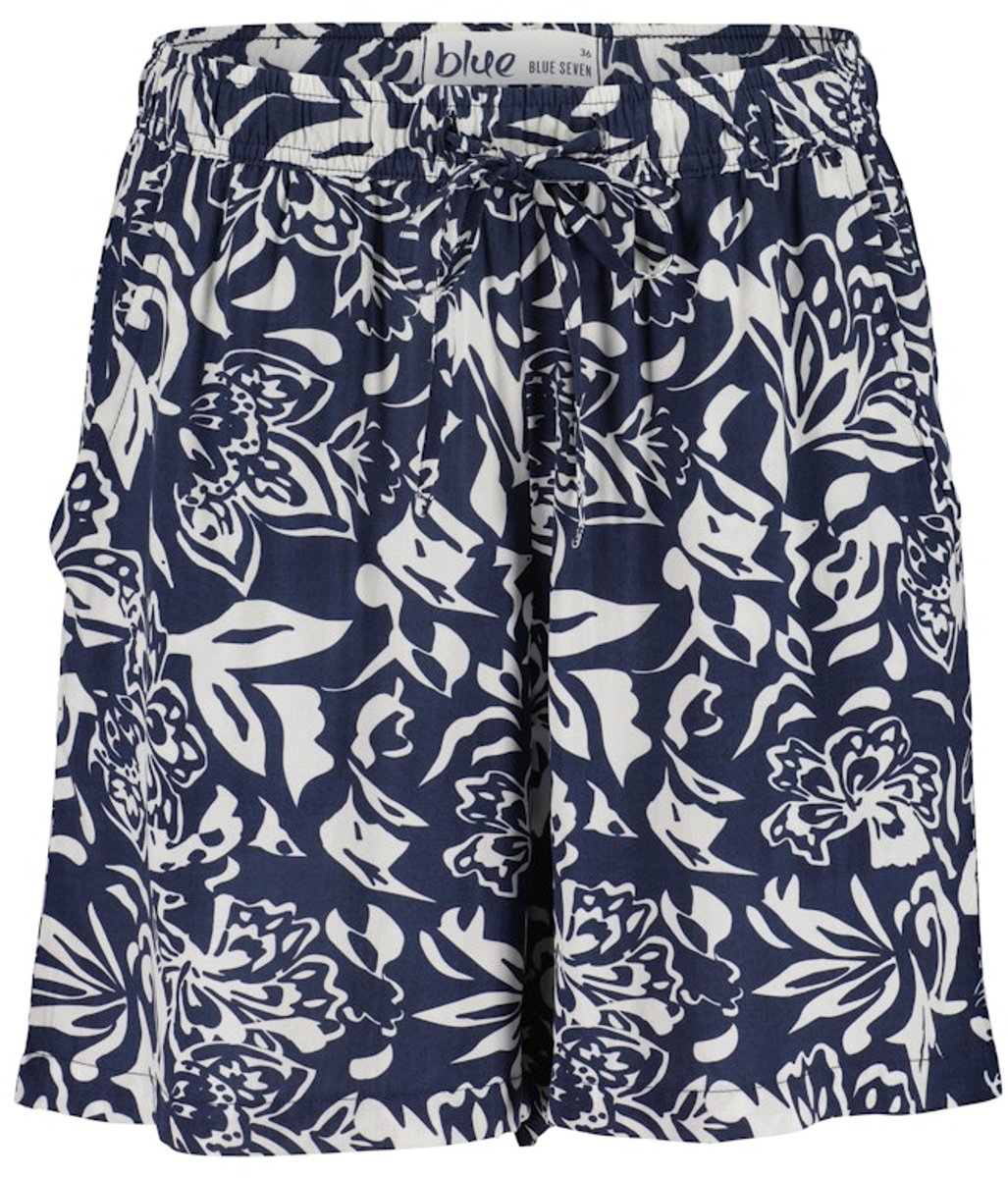 Blue Seven - Short 186196 blauw print wijd model dames - maat 40