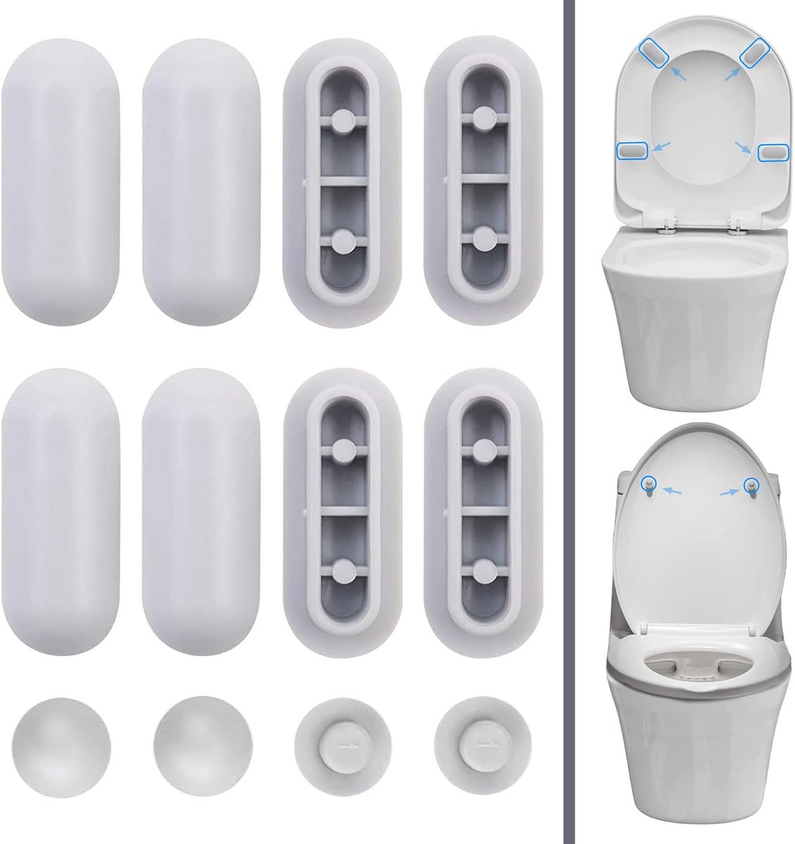 Nestjes voor wc-bril - Reserve rubber bumpers - Universeel - 12 stuks